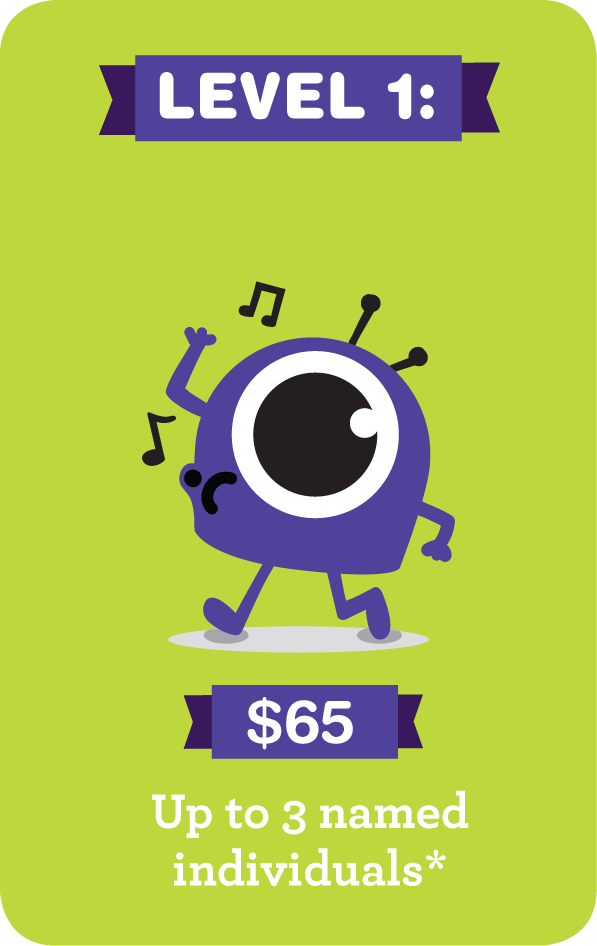 Level 1: $65 Up to 3 named individuals*