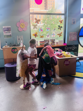 Children playing with the stitch and style